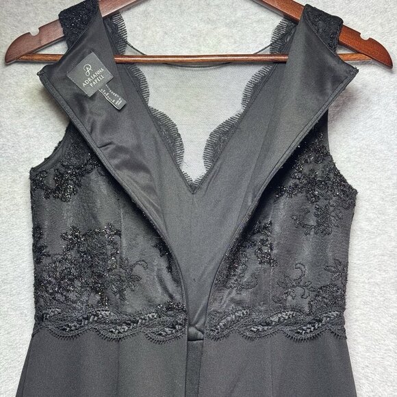 $219 Adrianna Papell Jumpsuit Size 2 Black Sleeveless Lace Sequins Mesh Evening - Picture 8 of 12